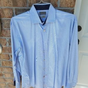 Thomas Dean button up blue and white pinstripe